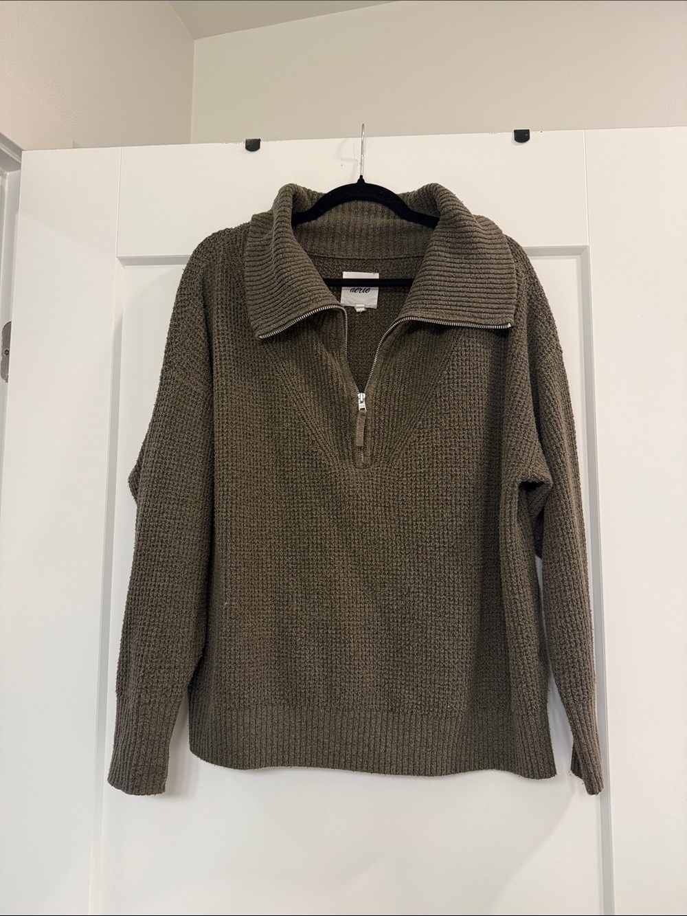 Men's Olive Half-Zip Knit Sweater